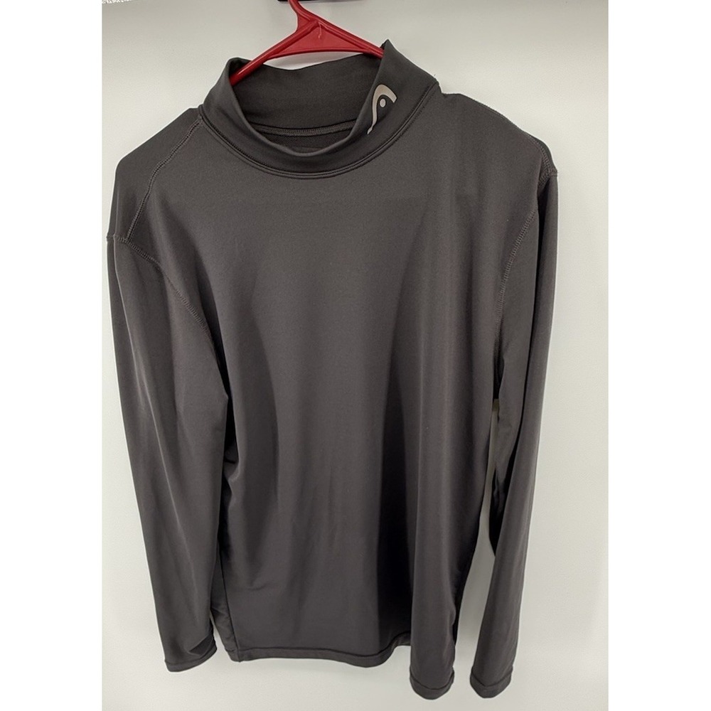 HEAD Men's Performance Mock Neck Long Sleeve Shirt Gray Size Medium Athletic